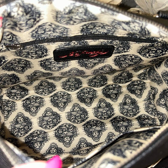 ED HARDY CHEETAH LEOPARD SATCHEL SKULLS HEARTS DIAMONDS BUTTERFLIES ROSES NWT - Picture 11 of 12